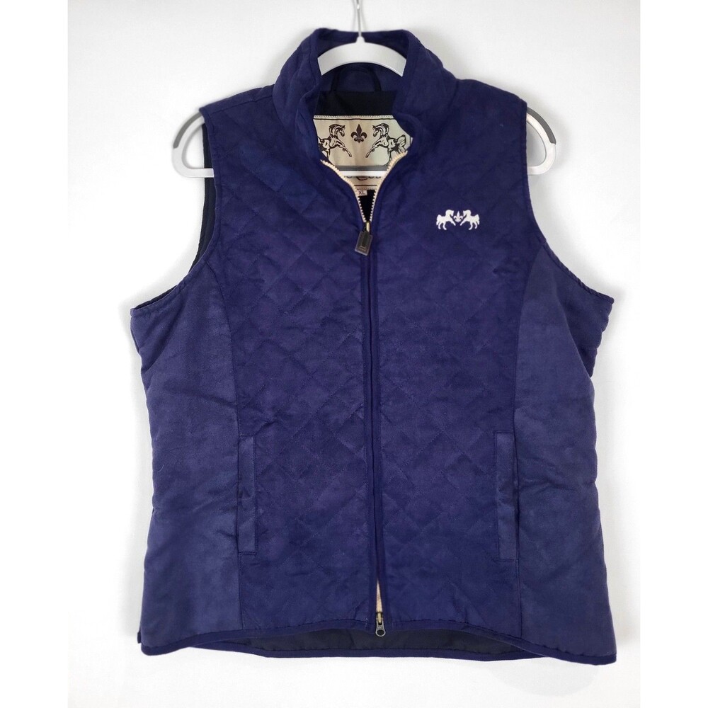 Equine Couture Quilted Spinnaker Micro Suede Vest Womens XL Blue Western Ranch